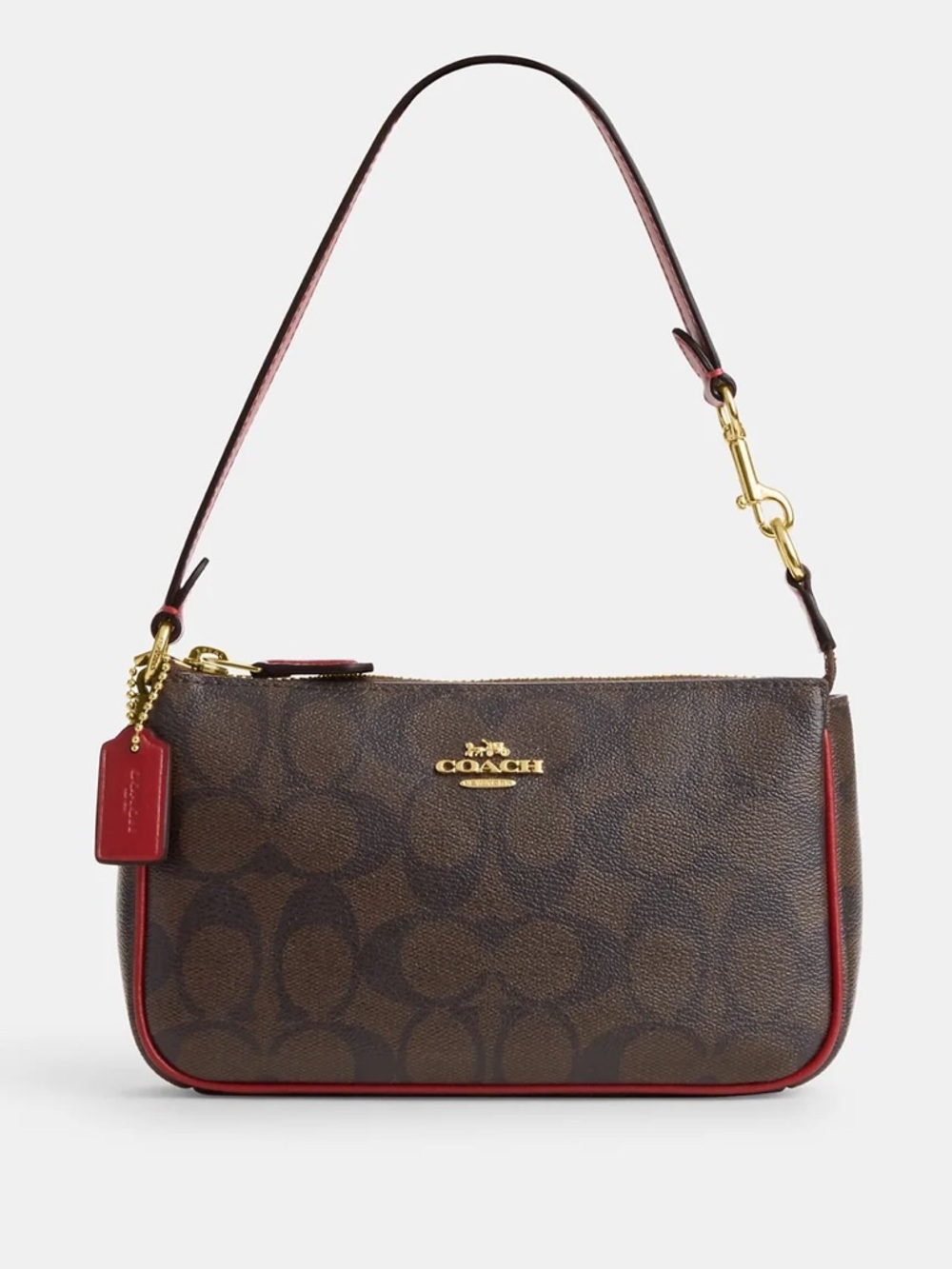 Coach Nolita 19 Brown Signature Canvas with red trim